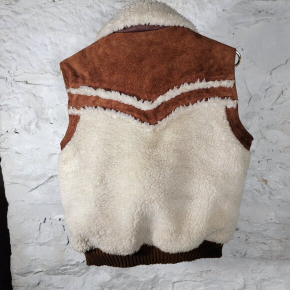 Vintage Vest 100% cowhide sherpa shell 1970s made in Taiwan Style 5280 Size L - Picture 6 of 16